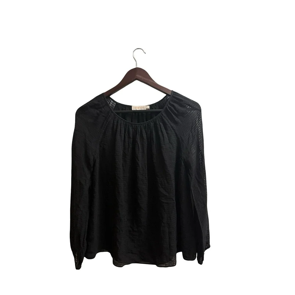 Tory Burch sz 4 womens black blouse balloon sleeve career minimalist capsule